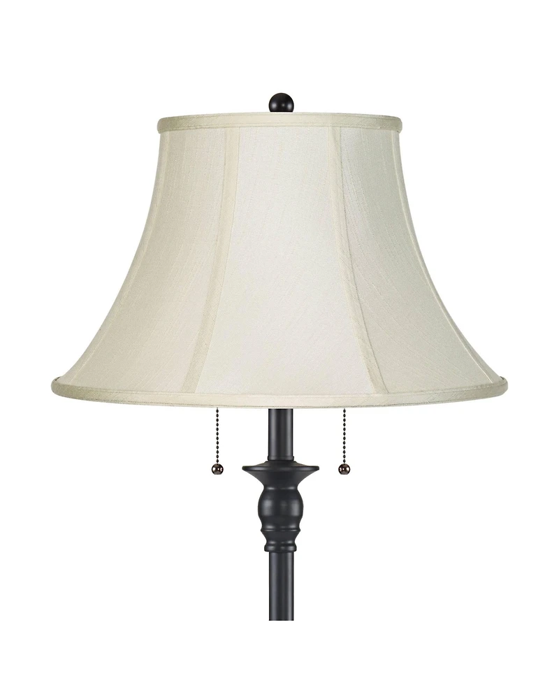 360 Lighting Dyna 58" High Black and Creme 2-Light Floor Lamp