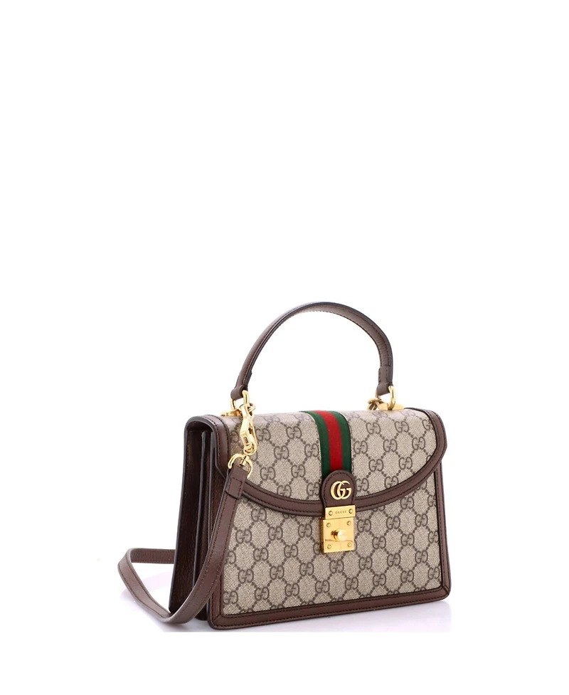 Pre-Owned Gucci Small Ophidia Flap Top Handle Bag Gg Coated Canvas