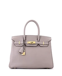 Pre-Owned Hermes Birkin 30 Handbag Grey Novillo with Gold Hardware