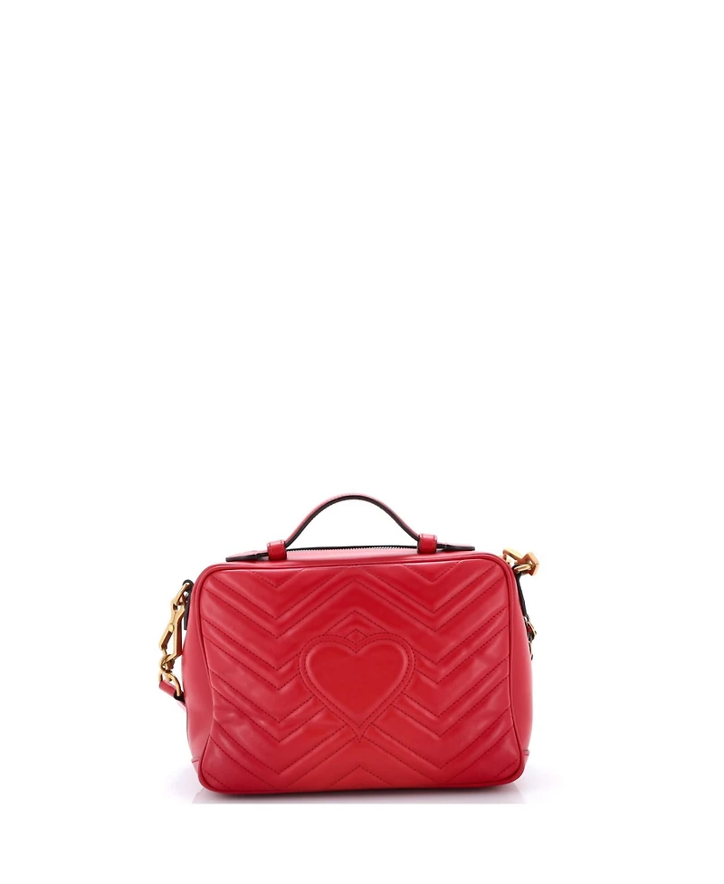 Pre-Owned Gucci Small Gg Marmont Zip Around Camera Bag Matelasse Leather