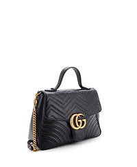 Pre-Owned Gucci Gg Marmont Top Handle Flap Bag Matelasse Leather