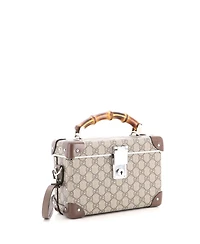 Pre-Owned Gucci Bamboo Globe-Trotter Vanity Case Gg Coated Canvas