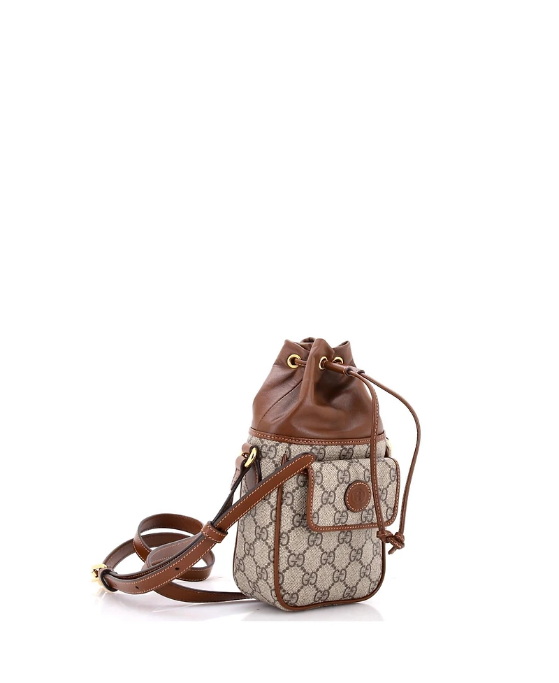 Pre-Owned Gucci Mini Interlocking G Patch Bucket Bag Gg Coated Canvas