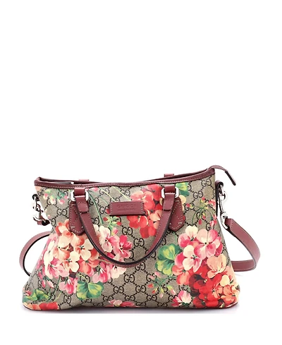 Pre-Owned Gucci Medium Convertible Zip Tote Blooms Print Gg Coated Canvas