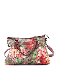 Pre-Owned Gucci Medium Convertible Zip Tote Blooms Print Gg Coated Canvas