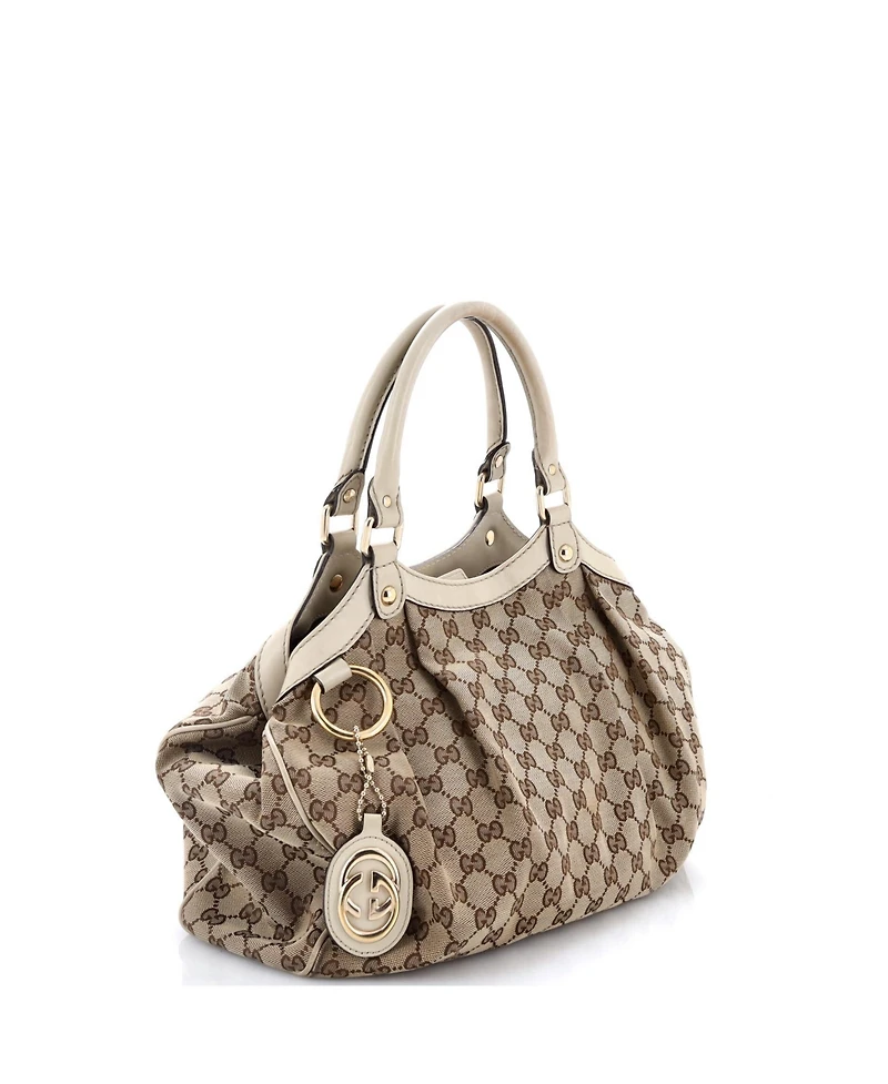 Pre-Owned Gucci Medium Sukey Tote Gg Canvas with Leather