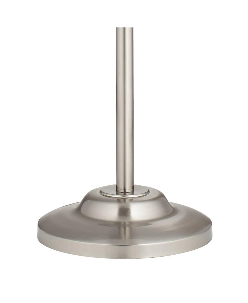 360 Lighting Abba Modern Floor Lamp Standing 66" Tall Brushed Nickel Silver Metal Natural Linen Drum Shade for Living Room Bedroom Office House Home