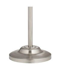 360 Lighting Abba Modern Floor Lamp Standing 66" Tall Brushed Nickel Silver Metal Natural Linen Drum Shade for Living Room Bedroom Office House Home