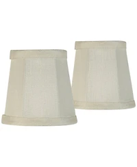 Set of 2 Empire Lamp Shades Cream Fabric Small 3" Top x 4" Bottom x 4" High Candelabra Clip-On Fitting