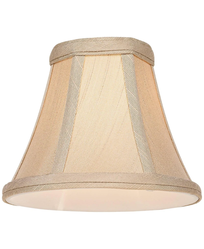 Imperial Shade Set of Bell Lamp Shades Evaline Taupe Brown Fabric Small 3" Top x " Bottom x 5" High Candelabra Clip-On Fitting