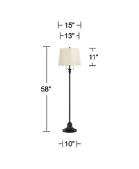 360 Lighting Dyna 58" High Black and Cream Scalloped Shade 2-Light Floor Lamp