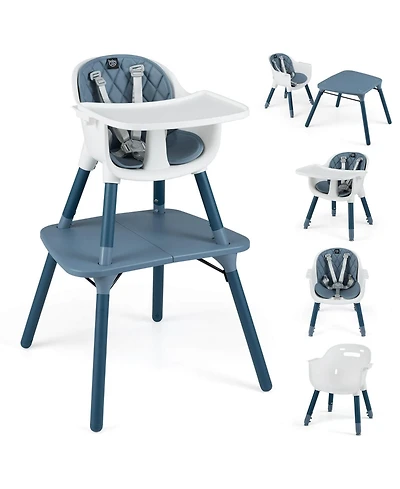 Costway Toddler 4 1 High Chair Convertible Table Set with Pu Cushion
