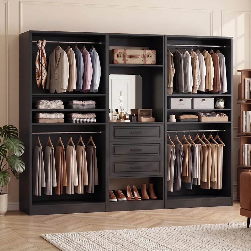 Aheaplus Closet System Set with Mirror and Shelves, Organizer Drawer