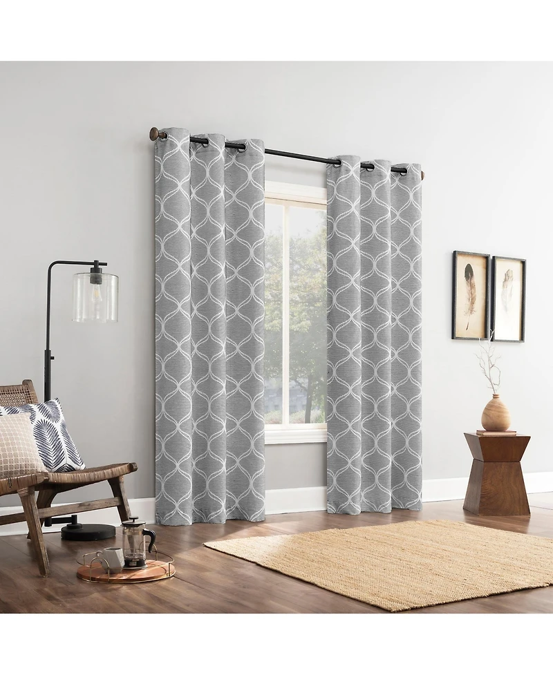 Sun Zero Tikal Woven Ogee Blackout Grommet Curtain Panel Pair