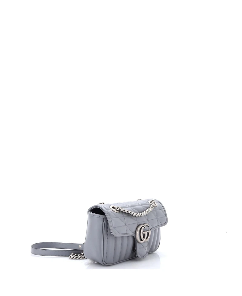 Pre-Owned Gucci Mini Gg Marmont Flap Bag Mixed Matelasse Leather