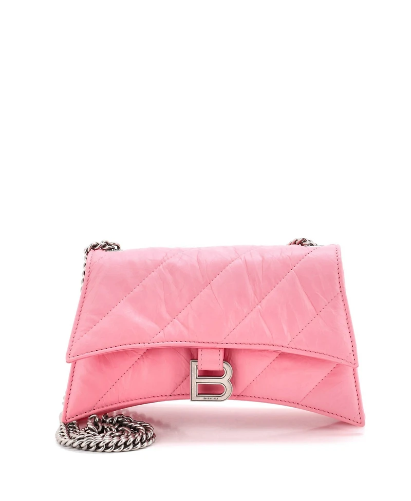 Pre-Owned Balenciaga Small Crush Chain Flap Bag Quilted Crushed Calfskin