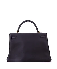 Pre-Owned Hermes Kelly 32 Handbag Black Togo with Gold Hardware