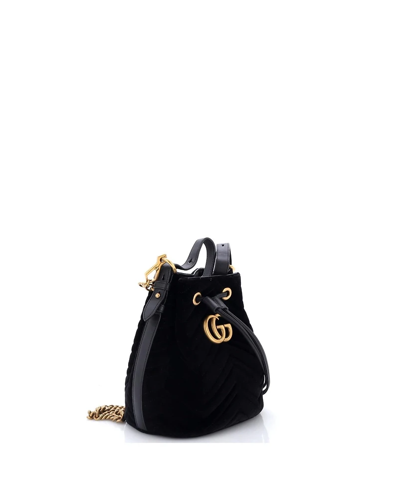 Pre-Owned Gucci Small Gg Marmont Bucket Bag Matelasse Velvet
