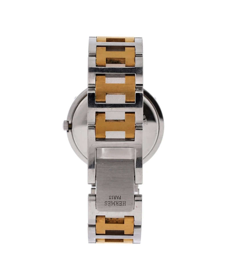 Pre-Owned Hermes Clipper Quartz Watch in Stainless Steel with Plated Metal 34mm