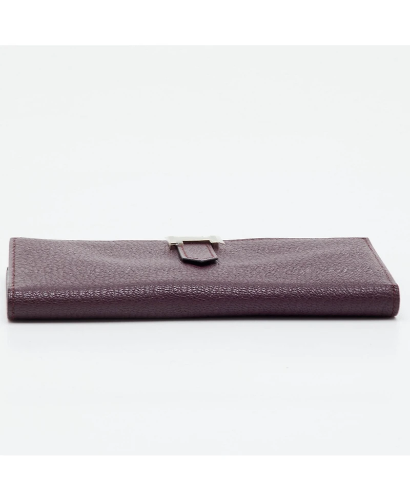 Pre-Owned Hermes Women's Raisin Epsom Leather Palladium Finish Bearn Wallet