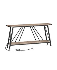 Slickblue Entryway Console Table Industrial Style 2-Tier with Power Charging Station