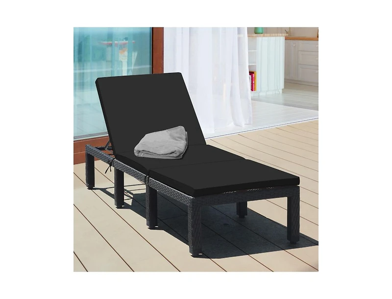 Boyel Living Patio Rattan Height Adjustable Lounge Chair with 2 Set of Cushion Cover