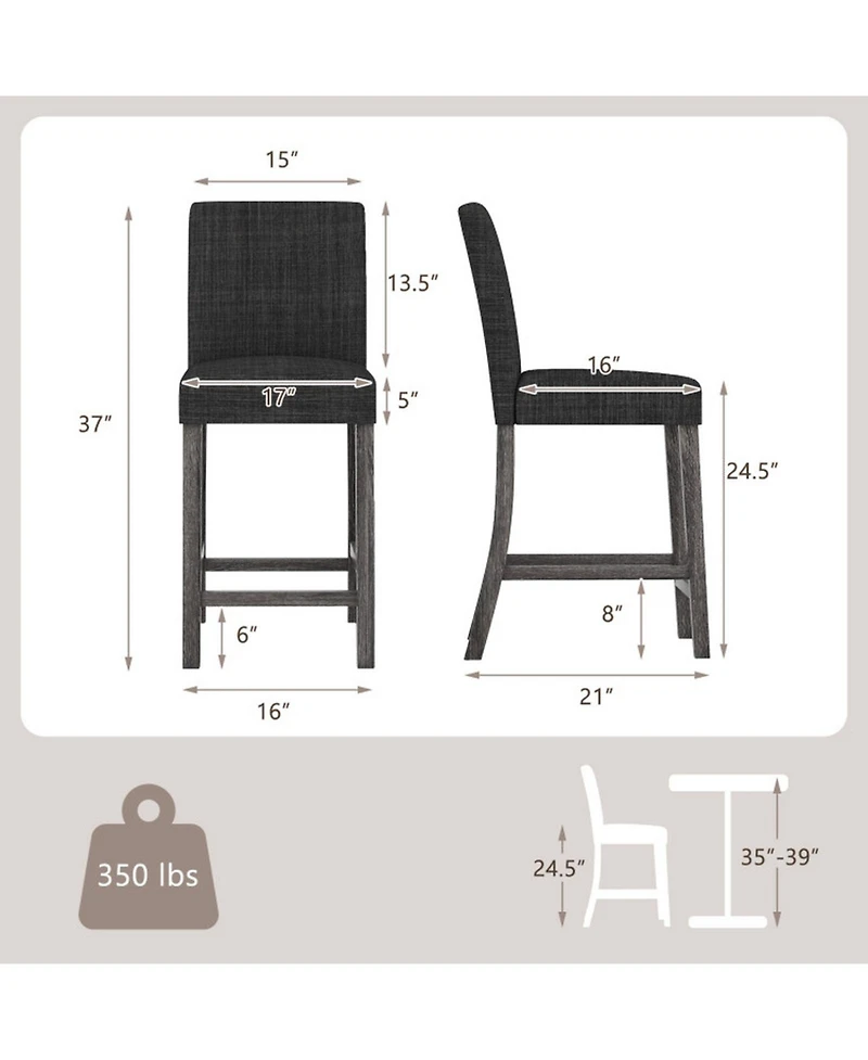 Sugift Counter Height Bar Stools Set of 2 with Backrest and Footrest