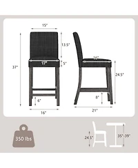 Sugift Counter Height Bar Stools Set of 2 with Backrest and Footrest