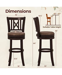 Sugift Set of 2 30 Inch Swivel Bar Stools with Hollowed Backrest and Footrest