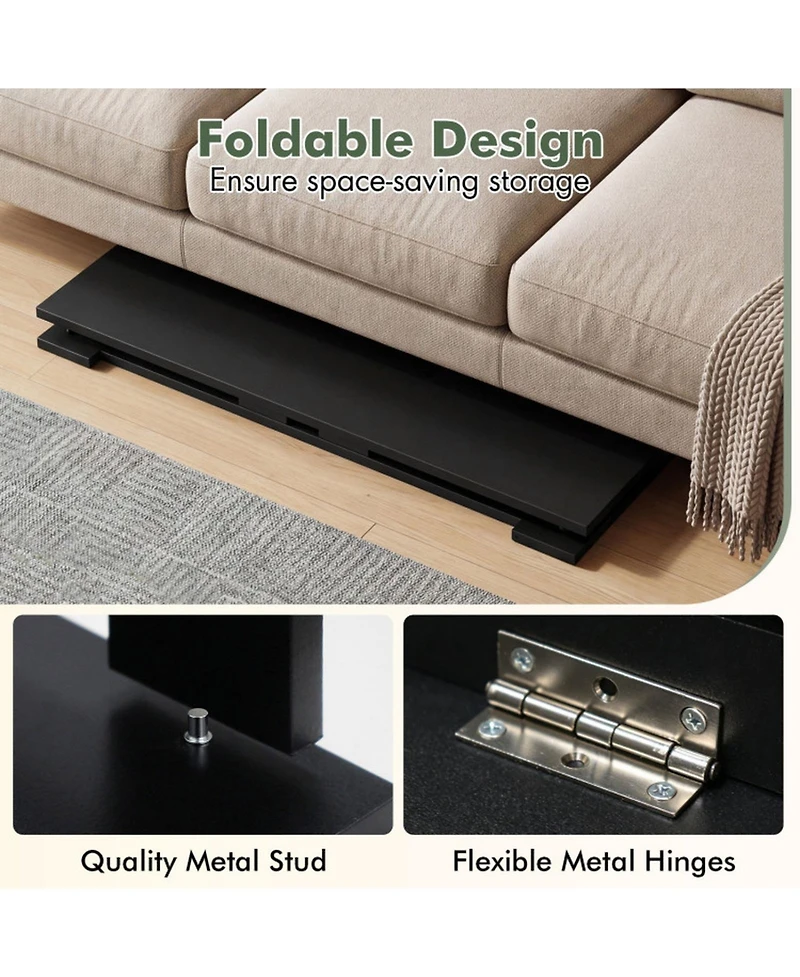 Sugift Portable Folding Floor Table Low Wooden Coffee Table with Foldable Legs