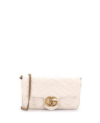 Pre-Owned Gucci Small Gg Marmont Flap Bag with Cardholder Matelasse Leather
