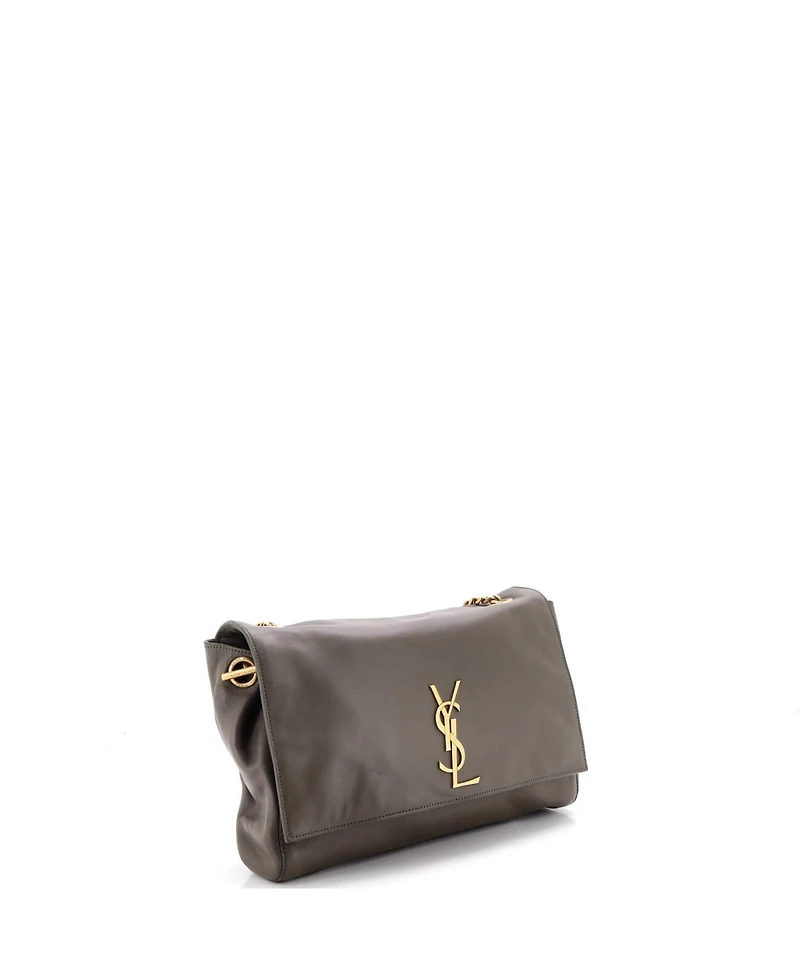 Pre-Owned Saint Laurent Medium Classic Monogram Reversible Shoulder Bag Suede and Leather