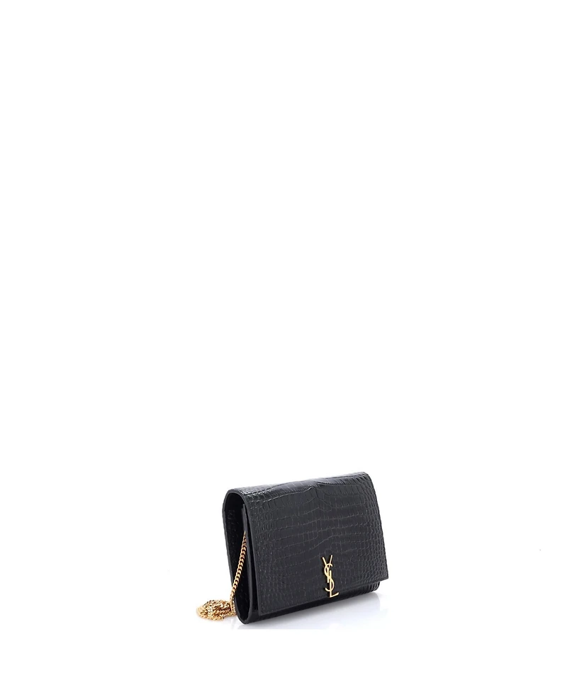 Pre-Owned Saint Laurent Classic Monogram Flap Chain Wallet Embossed Leather