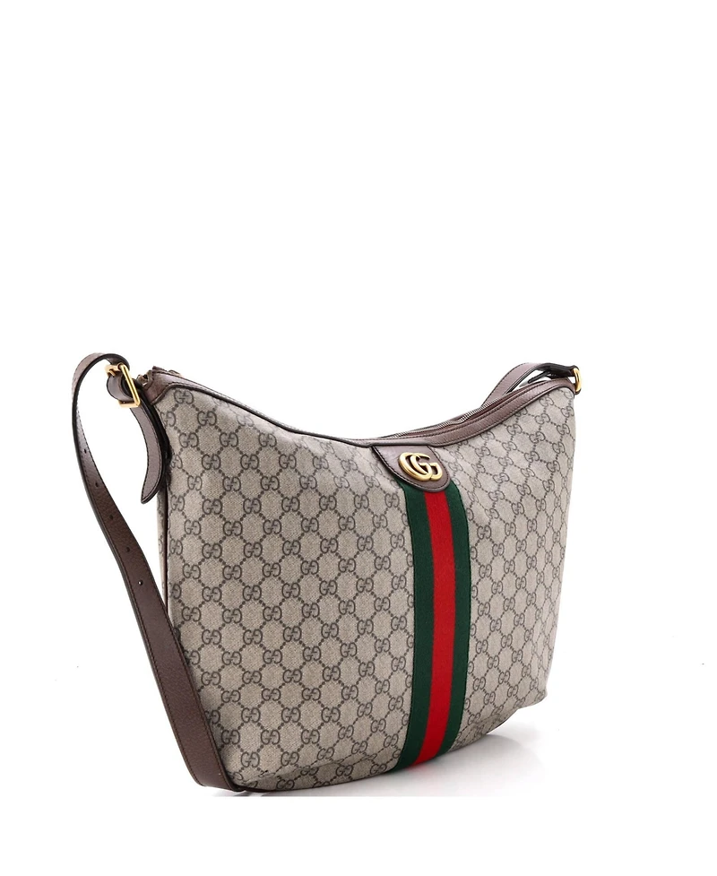 Pre-Owned Gucci Large Ophidia Half Moon Hobo Gg Coated Canvas