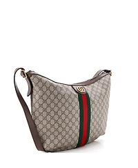 Pre-Owned Gucci Large Ophidia Half Moon Hobo Gg Coated Canvas