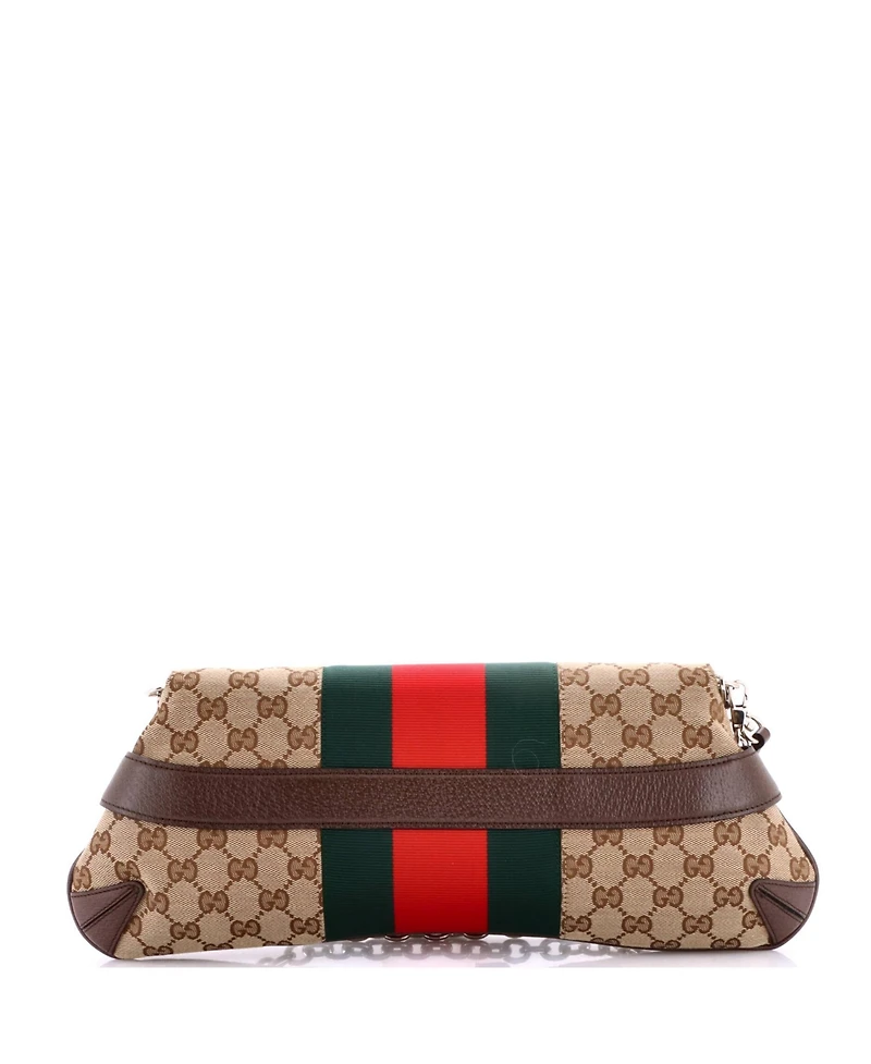 Pre-Owned Gucci Large Horsebit Web Chain Clutch Gg Canvas