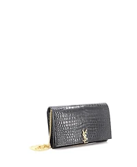 Pre-Owned Saint Laurent Classic Monogram Flap Chain Wallet Embossed Leather