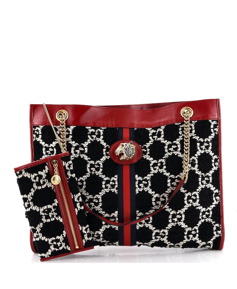 Pre-Owned Gucci Large Rajah Chain Tote Gg Tweed
