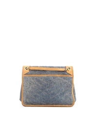 Pre-Owned Saint Laurent Medium Niki Chain Flap Bag Matelasse Chevron Denim with Suede