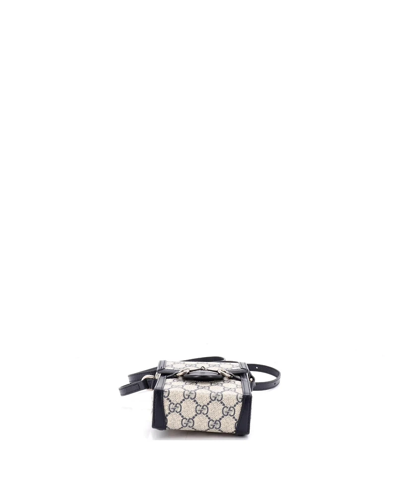 Pre-Owned Gucci Mini Horsebit 1955 Crossbody Bag Gg Coated Canvas with Leather