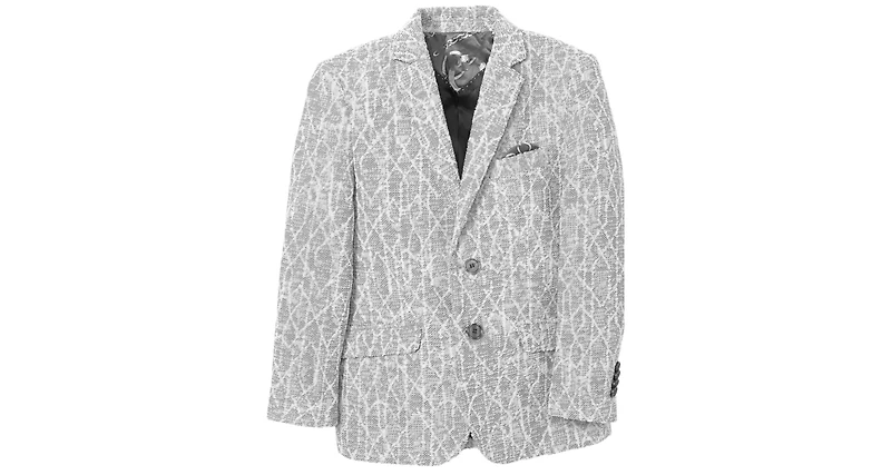 Elie Balleh Boys Blue Slim Fit Geometric Pattern Blazer