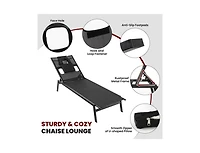 Boyel Living Patio Sunbathing Lounge Chair 5-Position Adjustable Tanning Chair