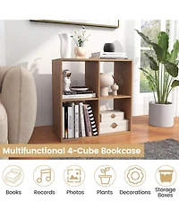 Sugift 4-Cube Bookshelf with Back Guardrail and Open Top