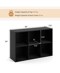 Sugift Modern 6-Cube Bookcase with Anti-Tipping Kits for Bedroom
