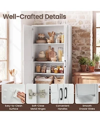 Sugift 72 Inch Farmhouse Kitchen Pantry Cabinet with 2 Doors and 5-Tier Shelves