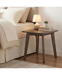 Sugift Solid Rubber Wood Square End Table with Thickened Curved Edge Tabletop