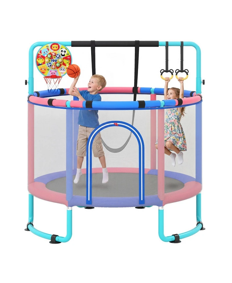 Sugift 60" x 60" 6-in-1 Trampoline with Adjustable Gymnastics Bar, Ages 3+
