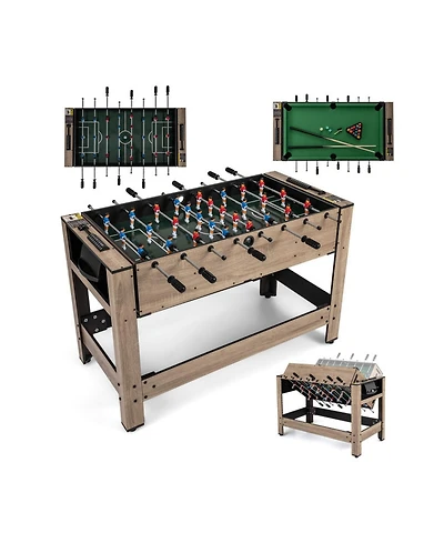 Sugift 49 Inch 2-in-1 Swivel Pool and Foosball Game Table for Teens and Adults