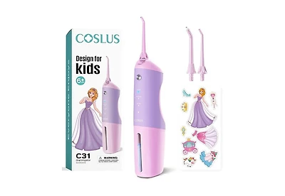 Coslus C31 Kids Water Flosser 4 modes, ages 6 Plus, safe and waterproof. Portable, rechargeable