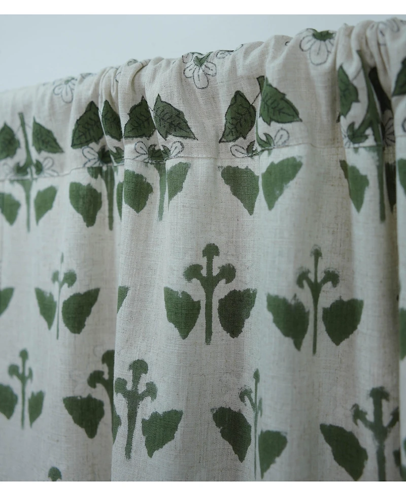 Fabdivine Chahat Handmade Block Print Floral Linen Curtains